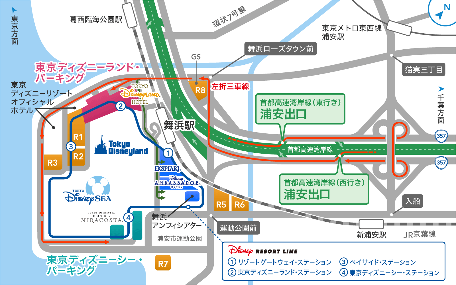 東京ディズニーリゾート ウェブサイトのアクセス案内図
